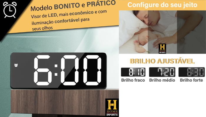 Não perca a chance de revolucionar suas manhãs com o Relógio de Mesa Digital LED - o melhor despertador de todos os tempos! Com um design moderno e elegante, ele combina praticidade e funcionalidade, proporcionando uma experiência de despertar única e precisa. Ideal para quem valoriza a pontualidade e o estilo, este relógio é perfeito para sua casa ou escritório. Adquira o seu agora e comece a aproveitar a melhor maneira de acordar todos os dias!