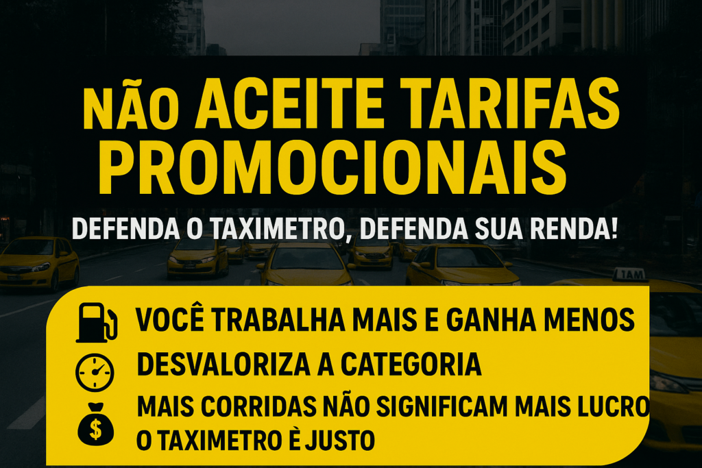 Corridas Promocionais com Preço Fixo não vale a pena para o taxista, pois vendem ilusão de ganho, enquanto o taxista arca com o custo...