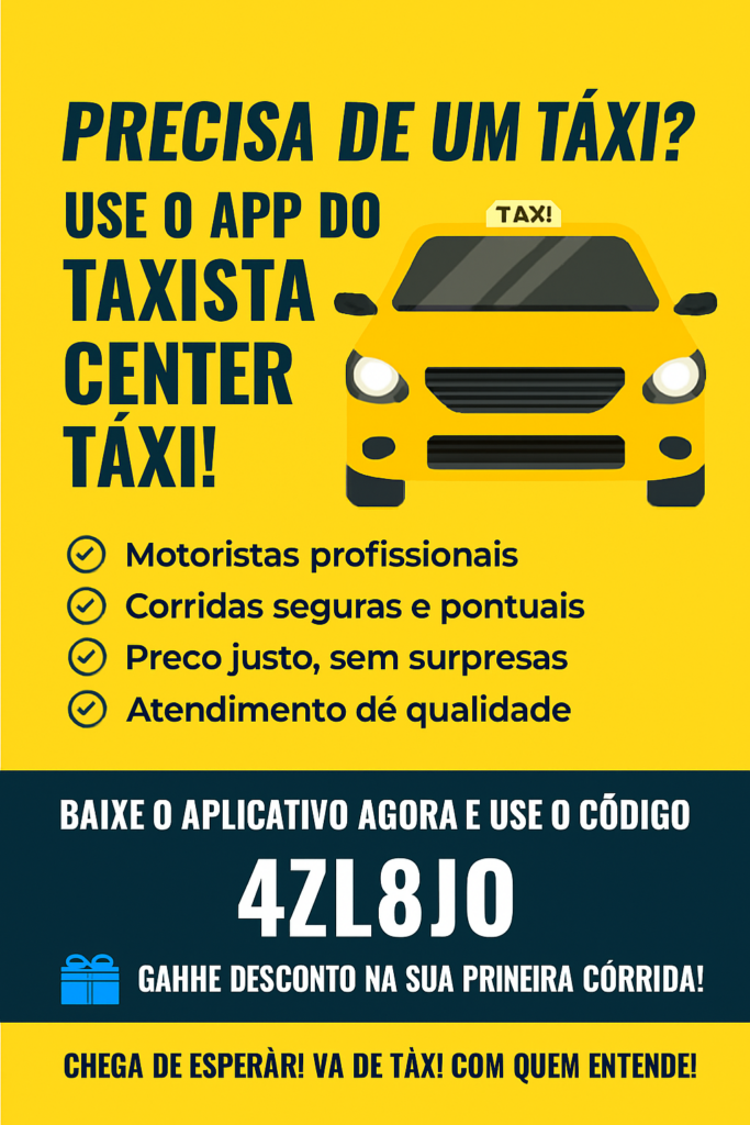 Center Táxi é o aplicativo ideal para quem busca corridas seguras, motoristas profissionais e preço justo. Baixe agora e use o código 4ZL8JO para ganhar desconto na primeira corrida!