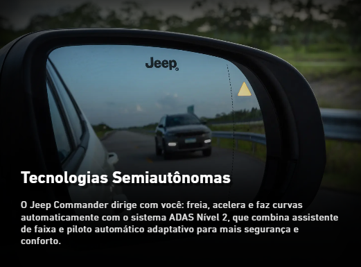 Jeep Commander 2026 é a combinação perfeita entre sofisticação, espaço e robustez. Com design renovado, faróis em LED de última geração e linhas marcantes, o SUV de 7 lugares transmite imponência em qualquer cenário. Por dentro, oferece acabamento premium, painel digital completo e central multimídia de alta conectividade, tornando cada viagem mais confortável e tecnológica. Equipado com motores potentes e opções de tração 4x4, o Commander 2026 entrega performance de sobra tanto na cidade quanto em aventuras off-road. E o melhor: agora com preço mais acessível, ele se consolida como a escolha ideal para quem busca segurança, estilo e versatilidade em um só carro.