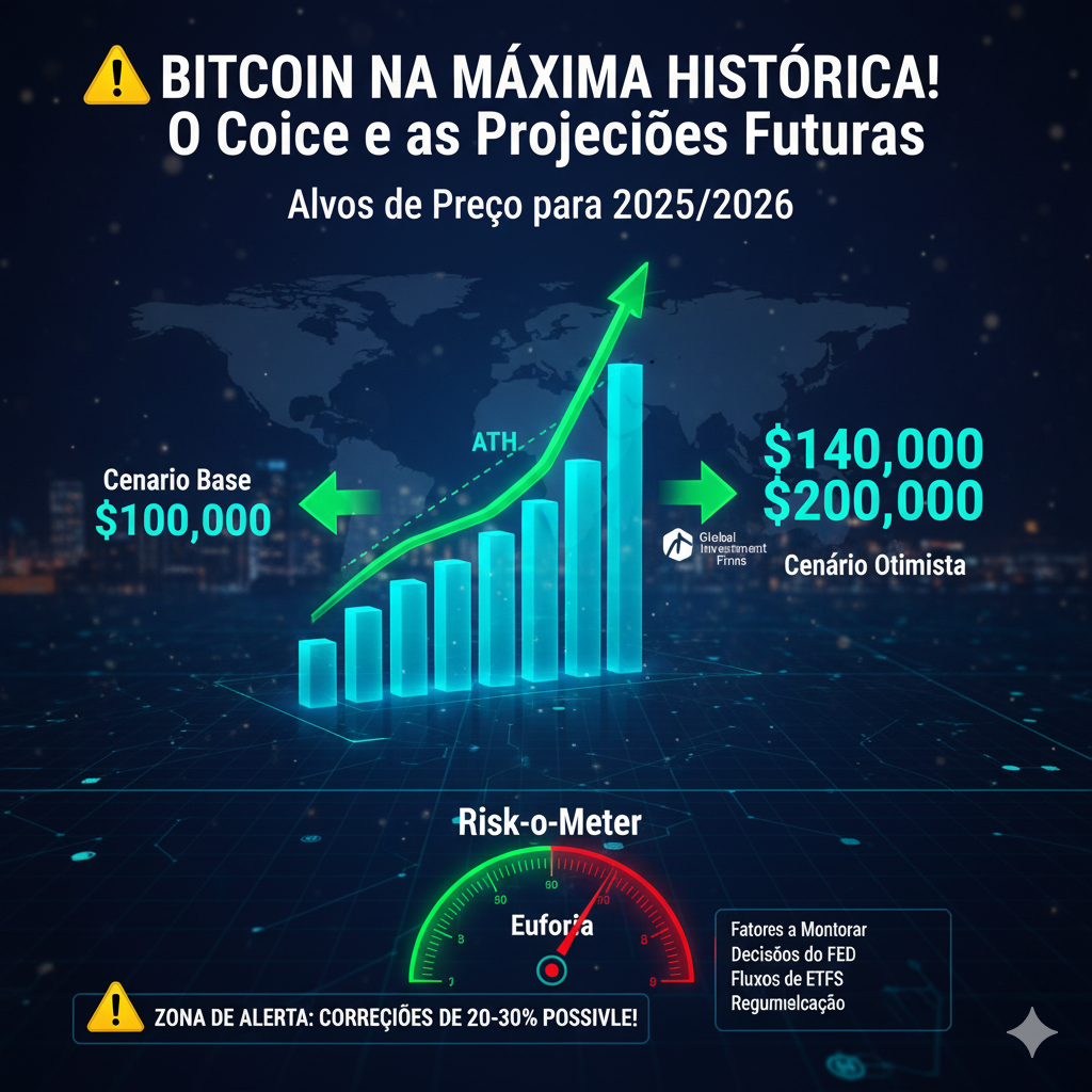 O Bitcoin está vivendo um dos momentos mais empolgantes da sua história. Em 2025, a criptomoeda rompeu sua máxima histórica e já ultrapassa os US$ 120 mil, o que equivale a mais de R$ 600 mil por unidade. Para muitos investidores, isso não é o topo — é apenas o começo de uma nova escalada.