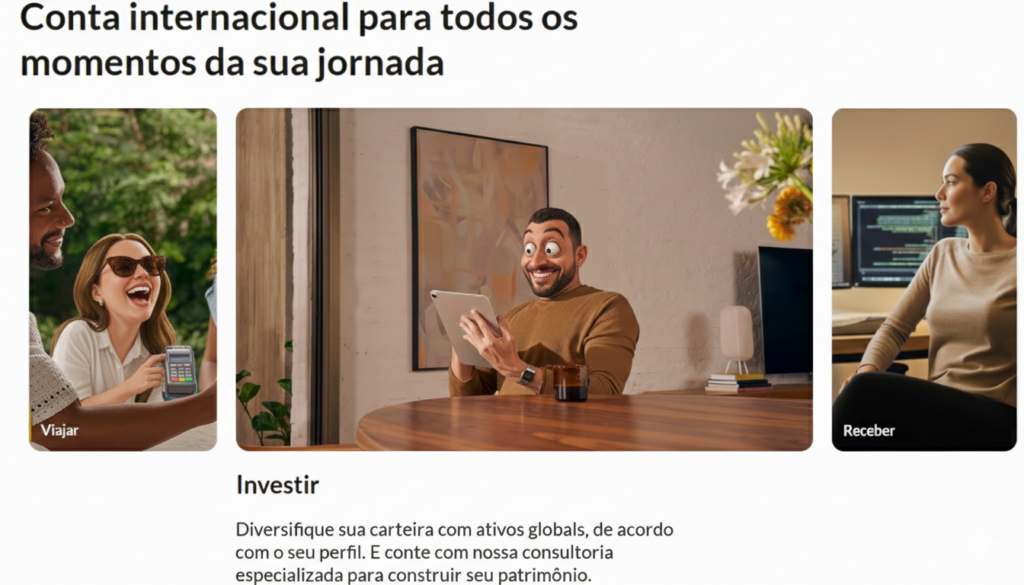 Nomad é mais do que uma fintech: é a sua porta de entrada para o mundo financeiro global. Com soluções que acompanham o seu ritmo, onde quer que você esteja, a Nomad oferece uma conta internacional completa, cartão de débito aceito mundialmente, consultoria para investimentos globais e benefícios exclusivos que tornam cada experiência mais prática e vantajosa.
Viajar, investir, receber pagamentos ou simplesmente viver sem fronteiras — tudo isso se torna possível com a Nomad, que transforma a forma como você se conecta ao dinheiro e às oportunidades ao redor do planeta.
