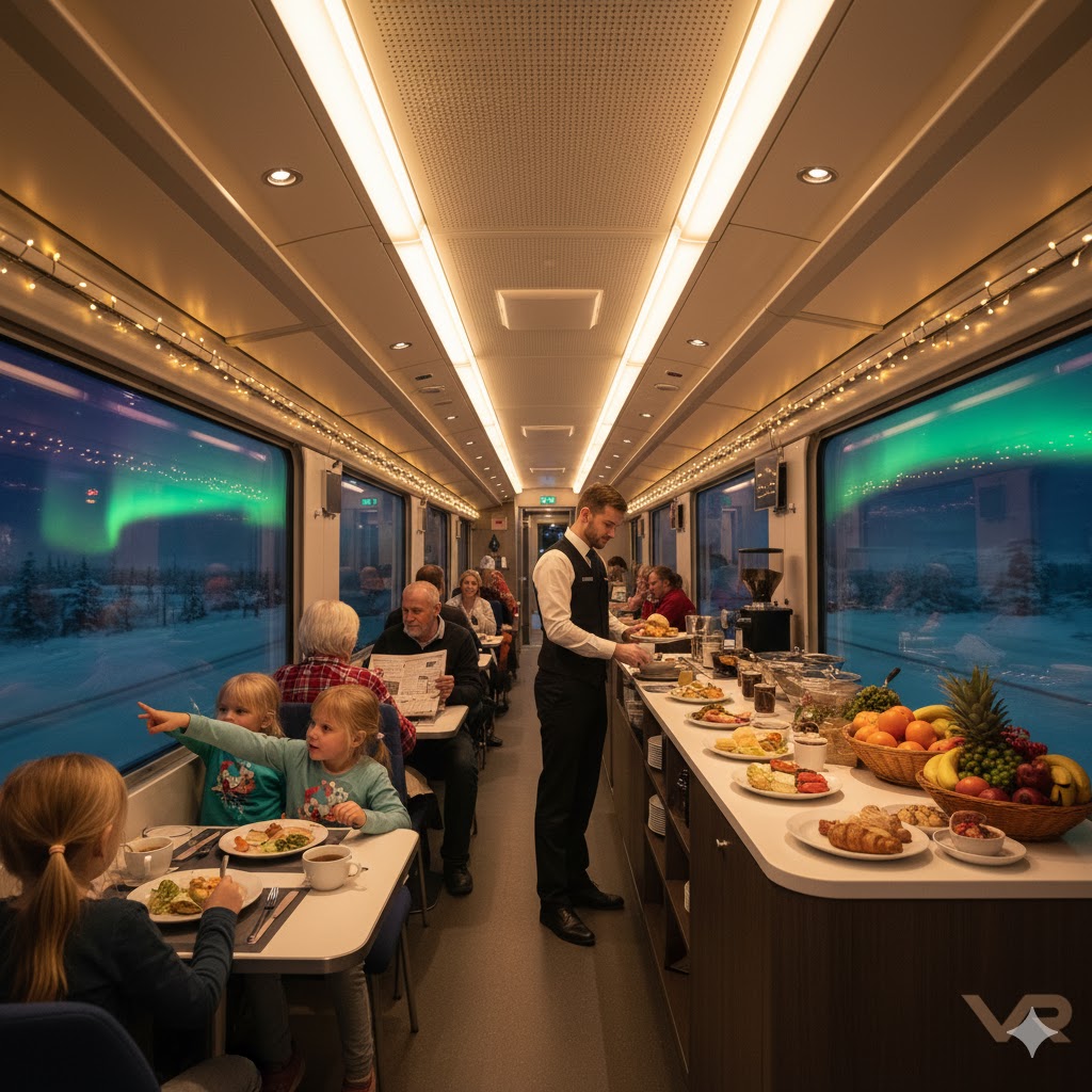 Santa Claus Express: Mais do que um trem noturno, é o prelúdio da sua aventura na Lapônia. Esqueça as longas horas de voo ou a fadiga da estrada. Imagine adormecer em uma cabine aconchegante em Helsinque e acordar no coração coberto de neve de Rovaniemi, a cidade oficial do Papai Noel. Este serviço lendário da VR não é apenas um meio de transporte; é uma experiência mágica que te leva diretamente ao Círculo Polar Ártico, combinando o charme da viagem ferroviária com o conforto de um hotel sobre trilhos. Prepare-se para trocar a paisagem urbana pelas florestas silenciosas e estreladas da Finlândia. Sua jornada para encontrar a Aurora Boreal e a magia do Natal começa aqui.