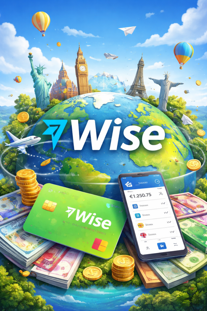 Conta Global Wise — seu dinheiro sem fronteiras! Imagine uma conta que funciona como banco internacional e casa de câmbio ao mesmo tempo, simplificando sua vida financeira em qualquer lugar do mundo. Com a Conta Global Wise, você tem tudo isso ao alcance de um clique — sem tarifas escondidas e com total transparência.