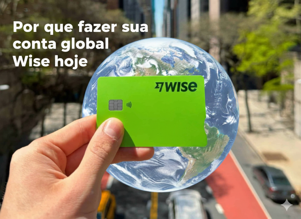 Conta Global Wise — seu dinheiro sem fronteiras! Imagine uma conta que funciona como banco internacional e casa de câmbio ao mesmo tempo, simplificando sua vida financeira em qualquer lugar do mundo. Com a Conta Global Wise, você tem tudo isso ao alcance de um clique — sem tarifas escondidas e com total transparência.
