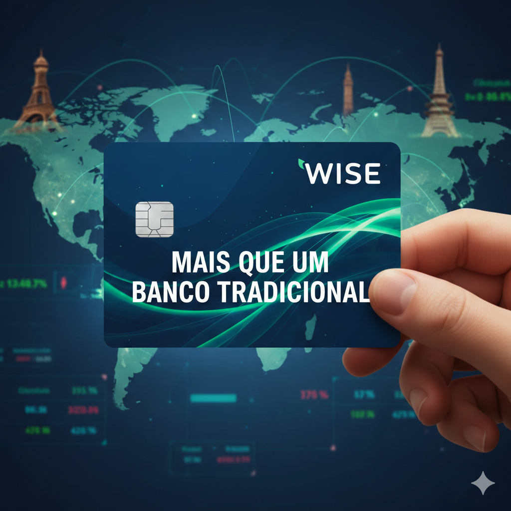 Conta Global Wise — seu dinheiro sem fronteiras! Imagine uma conta que funciona como banco internacional e casa de câmbio ao mesmo tempo, simplificando sua vida financeira em qualquer lugar do mundo. Com a Conta Global Wise, você tem tudo isso ao alcance de um clique — sem tarifas escondidas e com total transparência.