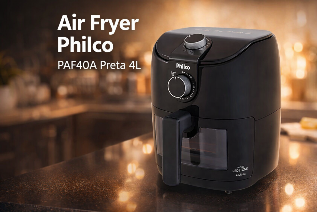 A Air Fryer Philco PAF40A Preta 4L transforma sua rotina na cozinha com mais saúde e praticidade. Ideal para preparar carnes, batatas, frango, legumes e até sobremesas, ela utiliza tecnologia de circulação de ar quente para garantir alimentos crocantes por fora e macios por dentro — tudo isso sem usar óleo. Seu cesto espaçoso de 4 litros atende perfeitamente famílias pequenas e médias, enquanto o controle de temperatura e o timer facilitam o preparo das receitas. Moderna, eficiente e econômica, é uma das air fryers mais buscadas por quem quer qualidade com ótimo custo-benefício.