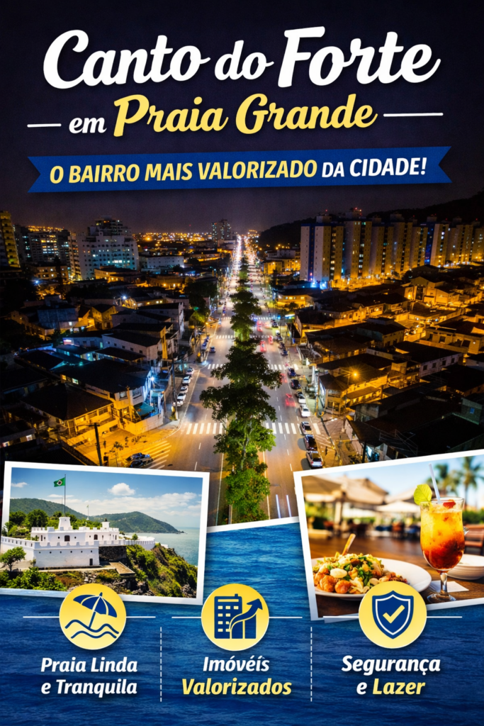 Canto do Forte, em Praia Grande, é sinônimo de sofisticação, qualidade de vida e uma das melhores praias do litoral paulista. Localizado em uma das regiões mais valorizadas da cidade, o bairro encanta por unir natureza preservada, infraestrutura moderna e um estilo de vida exclusivo, ideal tanto para morar quanto para investir. Com mar mais tranquilo, faixa de areia bem cuidada, ciclovias, áreas verdes e vista privilegiada, o Canto do Forte se destaca como referência em bem-estar, segurança e valorização imobiliária. Além disso, a proximidade com restaurantes renomados, comércios selecionados e fácil acesso às principais vias faz do Canto do Forte o destino perfeito para quem busca viver o melhor de Praia Grande com conforto, elegância e alto padrão.