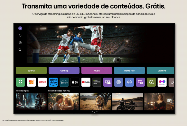 Smart TV 65" LG 4K Ultra HD 65UA8550PSA com AI Processor Gen8, webOS 25, Alexa integrada e 3 HDMI. Imagem incrível, tecnologia avançada e ótimo custo-benefício.