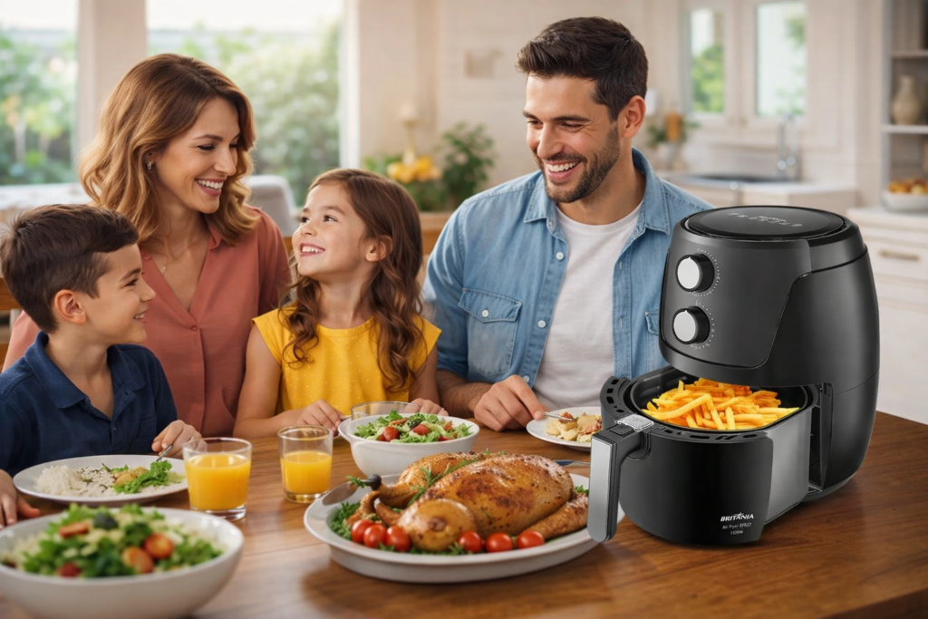 Air Fryer Britânia BFR37 – praticidade e sabor na sua cozinha: frita, grelha e assa com pouca gordura, painel digital intuitivo e capacidade ideal para refeições do dia a dia. Experimente!