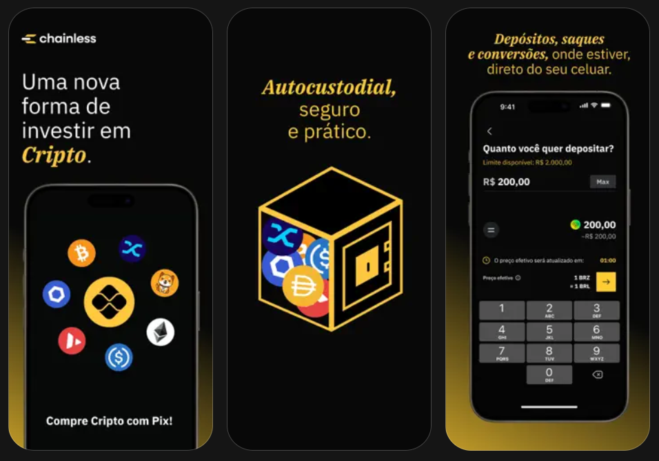 Chainless é a plataforma ideal para quem deseja investir em criptomoedas com segurança, praticidade e tecnologia avançada, oferecendo uma experiência simples para comprar, vender e armazenar ativos digitais de forma rápida e confiável.