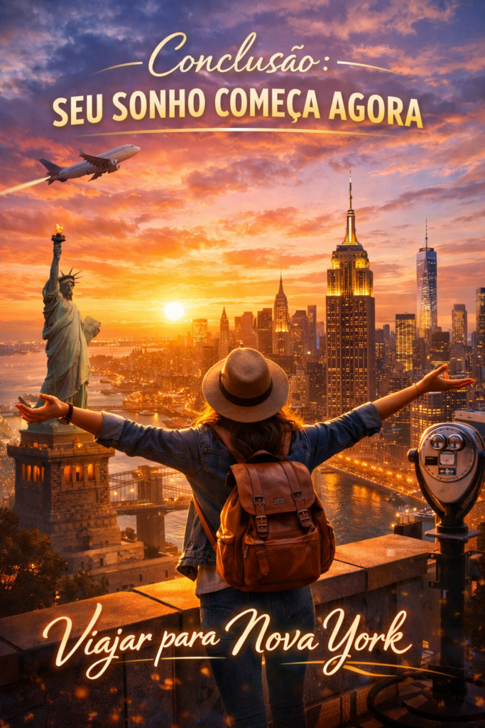 Viajar para Nova York é dar o primeiro passo rumo a uma experiência inesquecível, repleta de cultura, energia e oportunidades únicas — transforme seu sonho em realidade e descubra tudo o que a cidade mais vibrante do mundo tem a oferecer.
