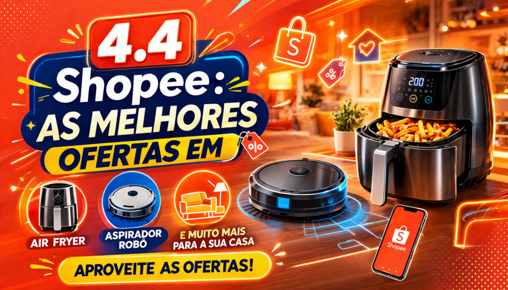 4.4 Shopee chegou com ofertas imperdíveis em air fryer, aspirador robô e muito mais — aproveite descontos reais, frete grátis e economize de verdade nas compras para sua casa!
