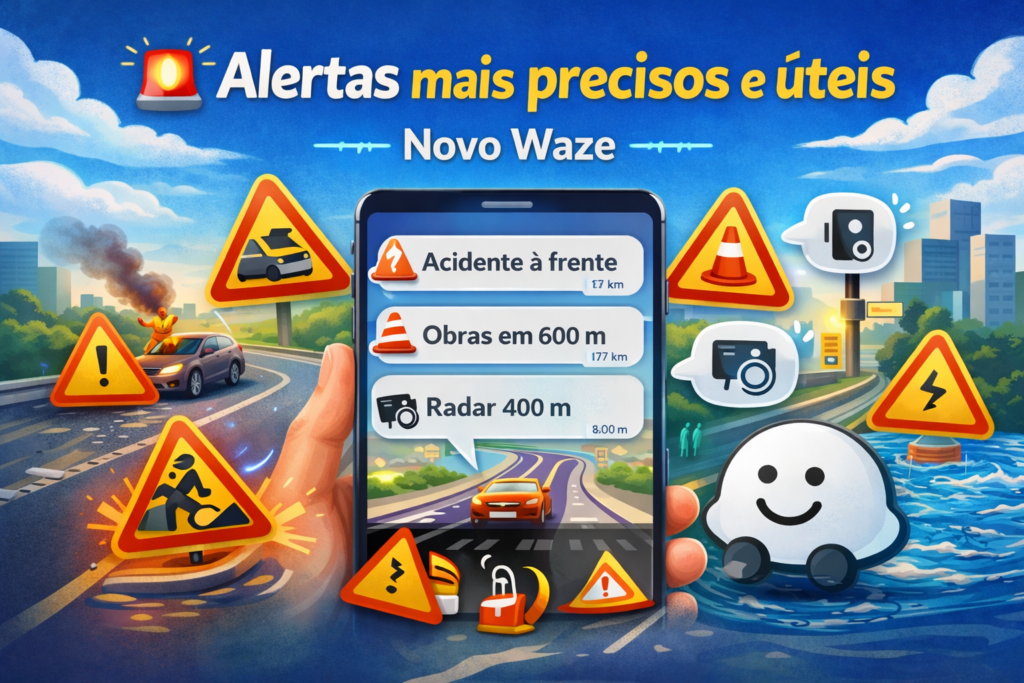 Novo Waze chegou para revolucionar sua forma de dirigir: descubra rotas mais inteligentes, alertas em tempo real e uma navegação que economiza tempo, combustível e evita o trânsito como nunca antes.
