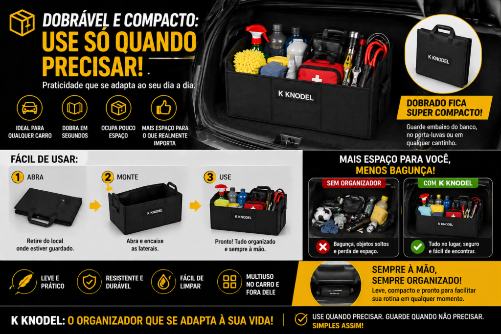 Organizador de Porta-Malas K KNODEL: descubra como transformar o caos do seu carro em organização total, economizando tempo, reduzindo o estresse e garantindo mais praticidade em cada viagem — você vai se surpreender com o resultado!