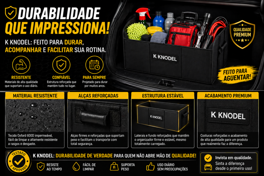 Organizador de Porta-Malas K KNODEL: descubra como transformar o caos do seu carro em organização total, economizando tempo, reduzindo o estresse e garantindo mais praticidade em cada viagem — você vai se surpreender com o resultado!