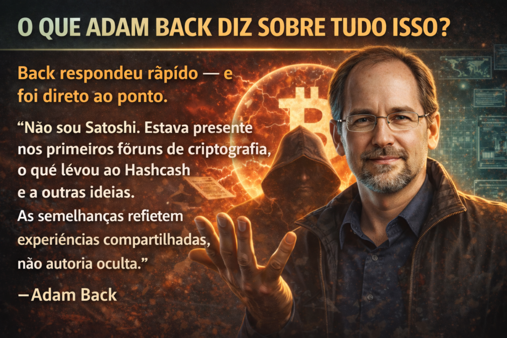 Satoshi Nakamoto finalmente revelado? Descubra o que realmente sabemos sobre Adam Back e sua possível ligação com o criador do Bitcoin — uma investigação intrigante que pode mudar sua forma de enxergar a maior revolução financeira da história.
