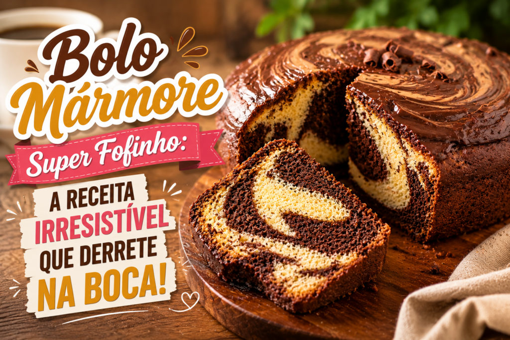 Bolo Mármore super fofinho e irresistível! Aprenda a fazer essa receita deliciosa com massa macia, sabor intenso de chocolate e um visual incrível que conquista já no primeiro pedaço. Perfeito para o café da tarde, ocasiões especiais ou para surpreender toda a família!