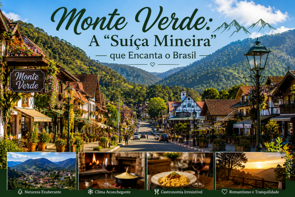 Encantos do Natal em Monte Verde: viva a magia natalina em um dos destinos mais encantadores de Minas Gerais, com luzes deslumbrantes, clima romântico, gastronomia irresistível e atrações que transformam a serra em um verdadeiro cenário de conto de Natal. ✨🎄