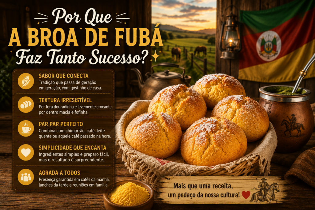 Broa de Fubá Simples 🌽🍞: descubra a receita caseira perfeita, macia e douradinha, com aquele sabor irresistível da roça mineira que combina perfeitamente com um café fresquinho! ✨☕