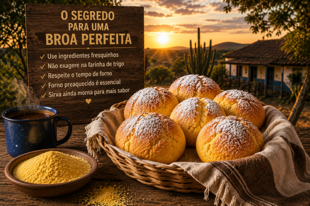 Broa de Fubá Simples 🌽🍞: descubra a receita caseira perfeita, macia e douradinha, com aquele sabor irresistível da roça mineira que combina perfeitamente com um café fresquinho! ✨☕