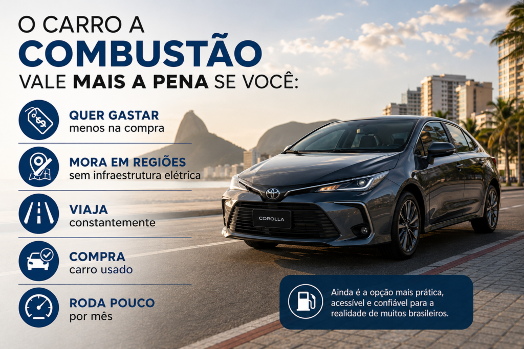 Carro a combustão, híbrido ou elétrico: qual vale mais a pena no Brasil em 2026? Descubra as vantagens, custos, economia, manutenção e desempenho de cada opção antes de escolher seu próximo veículo. Veja qual tecnologia realmente compensa para o bolso e para o dia a dia do brasileiro.
