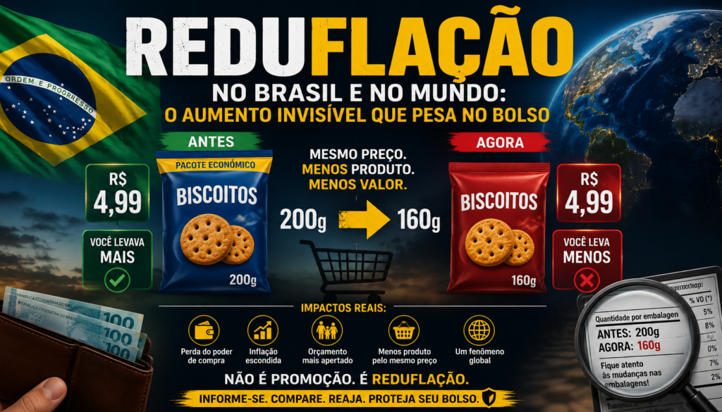Reduflação: o aumento invisível que pesa no bolso dos brasileiros e consumidores no mundo todo. Descubra como produtos estão menores, mais caros e afetando seu poder de compra sem você perceber.
