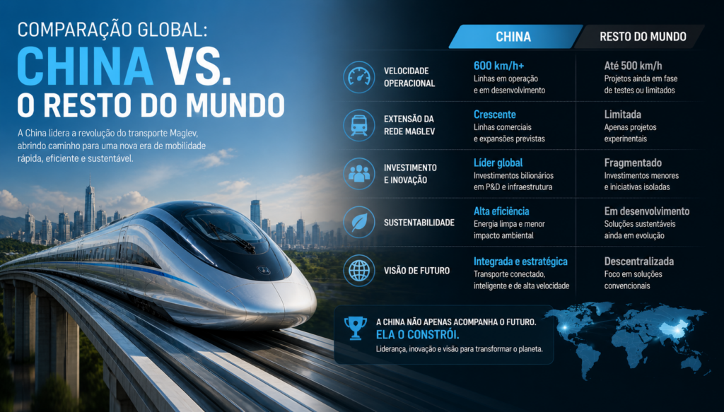 O Trem Maglev na China representa uma revolução na mobilidade global, combinando velocidade extrema, inovação tecnológica e impacto econômico para redefinir o futuro do transporte sustentável e conectado.
