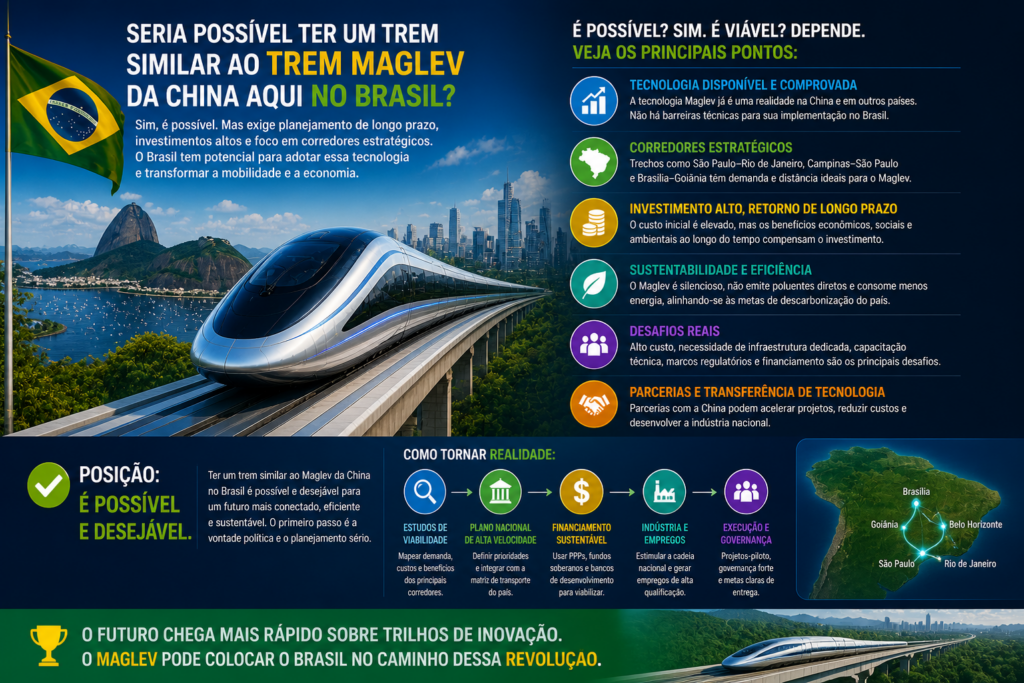 O Trem Maglev na China representa uma revolução na mobilidade global, combinando velocidade extrema, inovação tecnológica e impacto econômico para redefinir o futuro do transporte sustentável e conectado.
