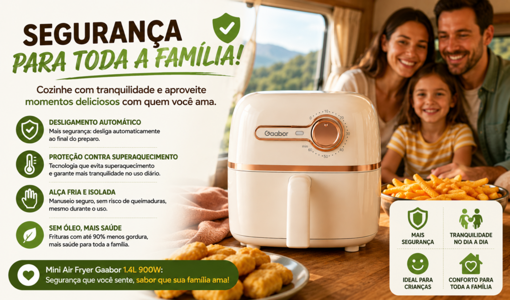**Mini Air Fryer Gaabor**: prepare receitas deliciosas com mais praticidade, economia e menos óleo! Compacta, moderna e eficiente, ela é perfeita para cozinhas pequenas e para quem busca refeições crocantes e saborosas em poucos minutos. Descubra todas as vantagens e veja por que a Mini Air Fryer Gaabor está conquistando cada vez mais consumidores. 🍟✨
