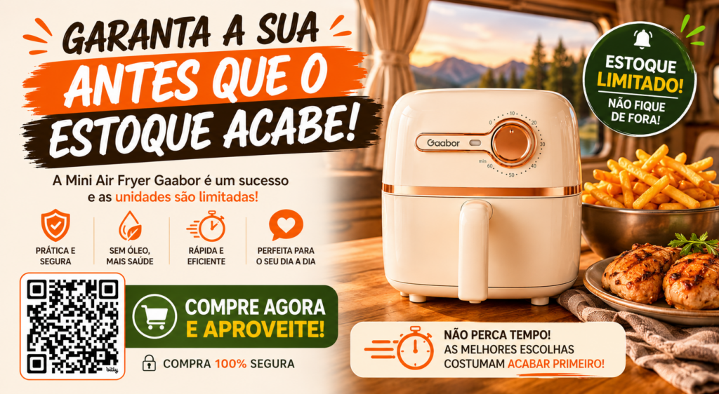 **Mini Air Fryer Gaabor**: prepare receitas deliciosas com mais praticidade, economia e menos óleo! Compacta, moderna e eficiente, ela é perfeita para cozinhas pequenas e para quem busca refeições crocantes e saborosas em poucos minutos. Descubra todas as vantagens e veja por que a Mini Air Fryer Gaabor está conquistando cada vez mais consumidores. 🍟✨
