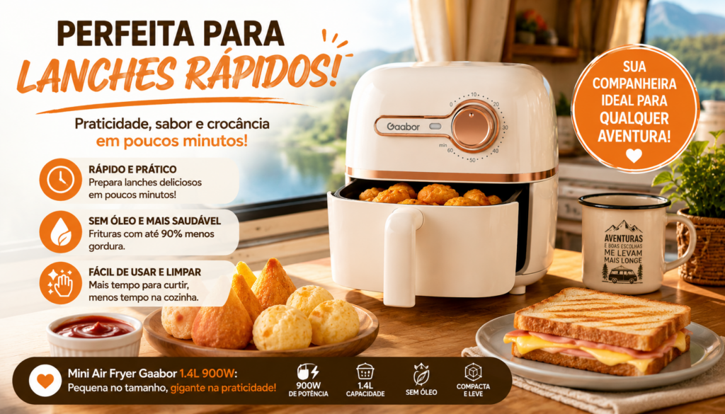 **Mini Air Fryer Gaabor**: prepare receitas deliciosas com mais praticidade, economia e menos óleo! Compacta, moderna e eficiente, ela é perfeita para cozinhas pequenas e para quem busca refeições crocantes e saborosas em poucos minutos. Descubra todas as vantagens e veja por que a Mini Air Fryer Gaabor está conquistando cada vez mais consumidores. 🍟✨
