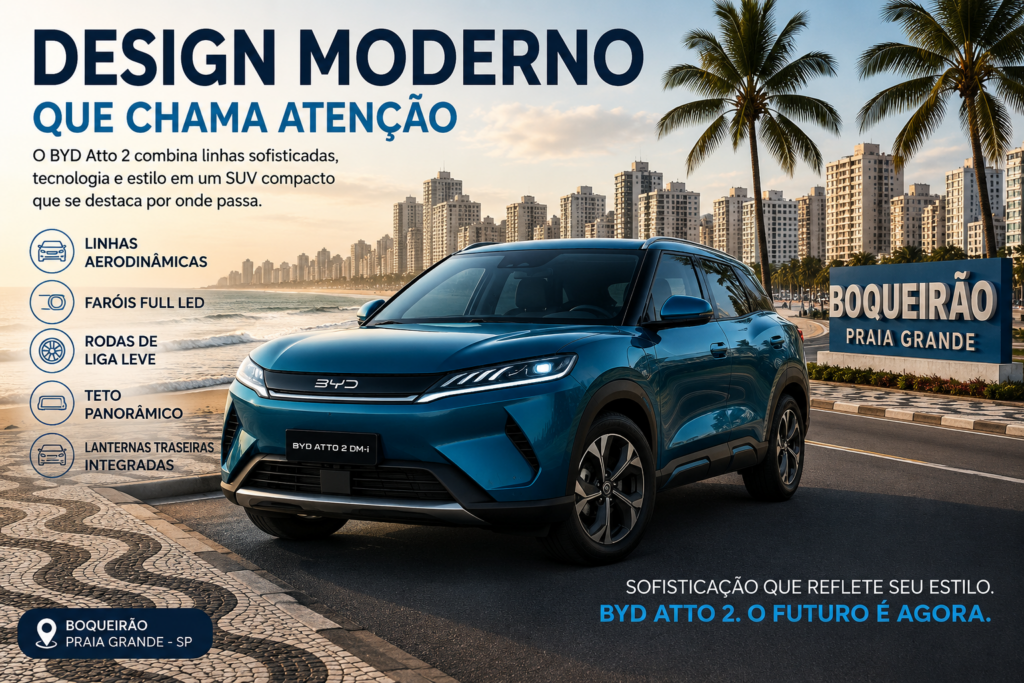 BYD Atto 2 DM-i chega para transformar a mobilidade urbana com tecnologia híbrida inteligente, design moderno, baixo consumo de combustível e excelente autonomia. Descubra por que este SUV compacto da BYD promete revolucionar o dia a dia dos motoristas que buscam economia, conforto, sustentabilidade e inovação em cada trajeto.