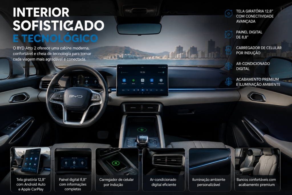BYD Atto 2 DM-i chega para transformar a mobilidade urbana com tecnologia híbrida inteligente, design moderno, baixo consumo de combustível e excelente autonomia. Descubra por que este SUV compacto da BYD promete revolucionar o dia a dia dos motoristas que buscam economia, conforto, sustentabilidade e inovação em cada trajeto.