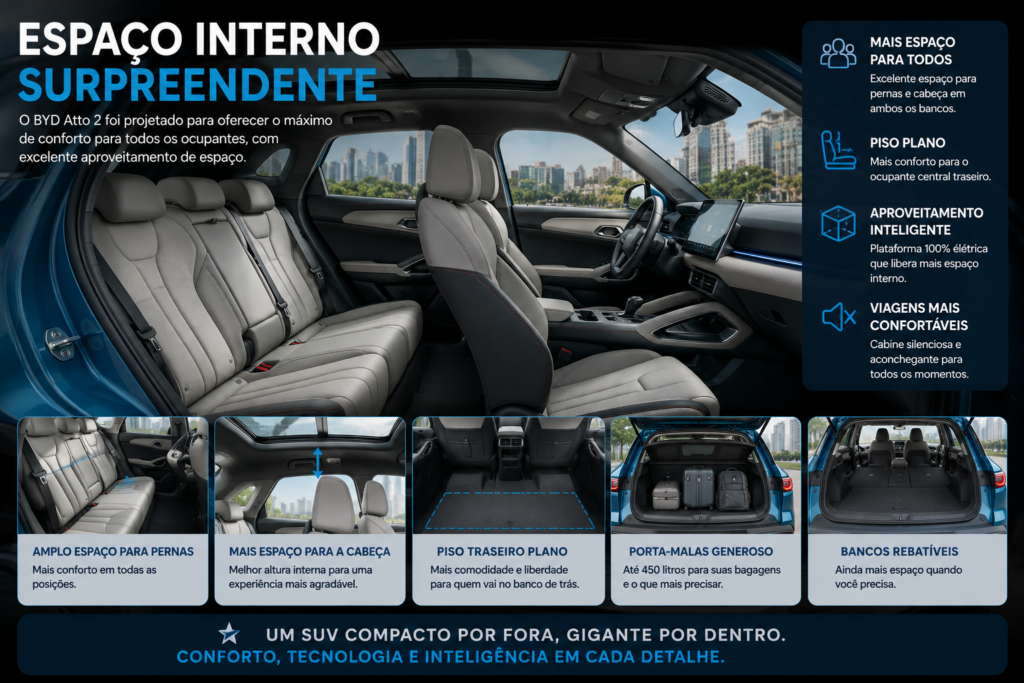 BYD Atto 2 DM-i chega para transformar a mobilidade urbana com tecnologia híbrida inteligente, design moderno, baixo consumo de combustível e excelente autonomia. Descubra por que este SUV compacto da BYD promete revolucionar o dia a dia dos motoristas que buscam economia, conforto, sustentabilidade e inovação em cada trajeto.