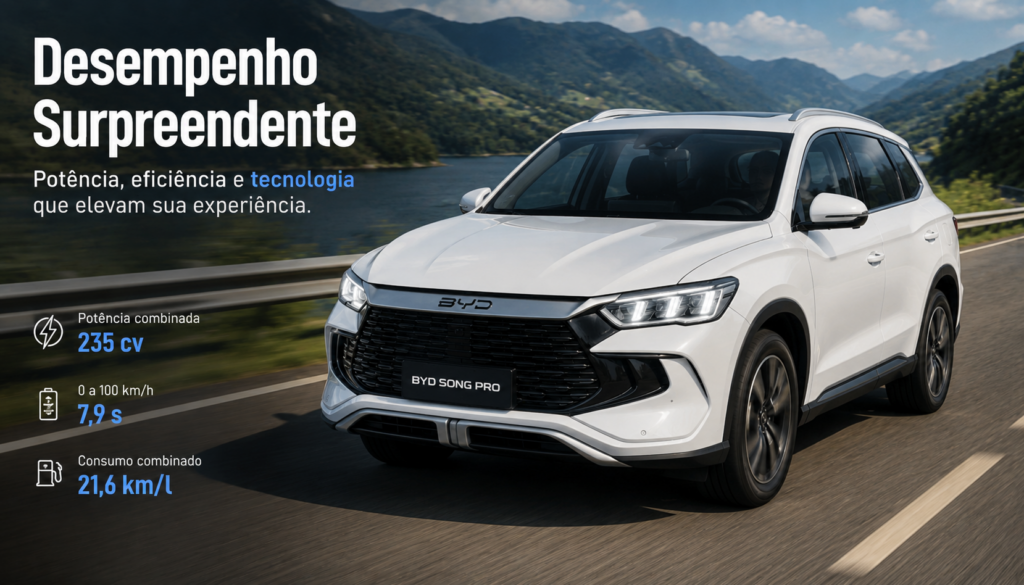 BYD Song Pro DM-i surpreende em 2026 com tecnologia híbrida avançada, consumo impressionante, autonomia elevada e um pacote completo de conforto, segurança e conectividade. Descubra preço, desempenho, principais vantagens e se o SUV híbrido da BYD realmente vale a pena para quem busca economia e inovação.