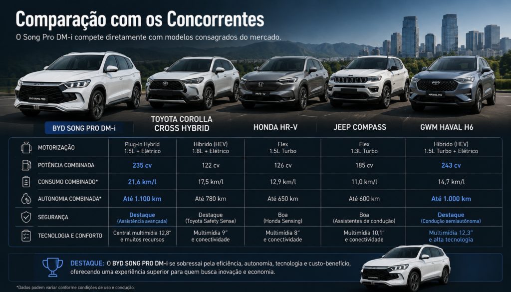 BYD Song Pro DM-i surpreende em 2026 com tecnologia híbrida avançada, consumo impressionante, autonomia elevada e um pacote completo de conforto, segurança e conectividade. Descubra preço, desempenho, principais vantagens e se o SUV híbrido da BYD realmente vale a pena para quem busca economia e inovação.