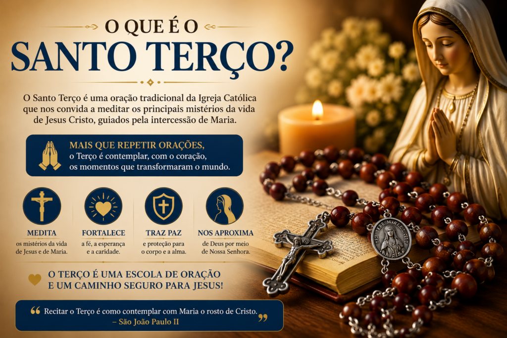 Como rezar o terço? Aprenda o passo a passo completo dessa poderosa oração católica e descubra como fortalecer sua fé, encontrar paz e se aproximar de Deus todos os dias.