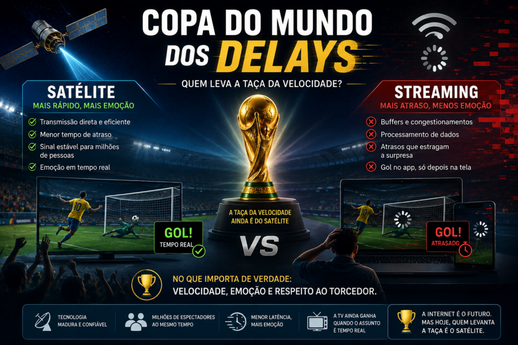 Copa do Mundo dos Delays: descubra o motivo surpreendente que faz a TV aberta vencer o streaming pela internet em velocidade de transmissão. Entenda por que os gols chegam primeiro na televisão e evite spoilers durante os jogos mais emocionantes da Copa do Mundo.