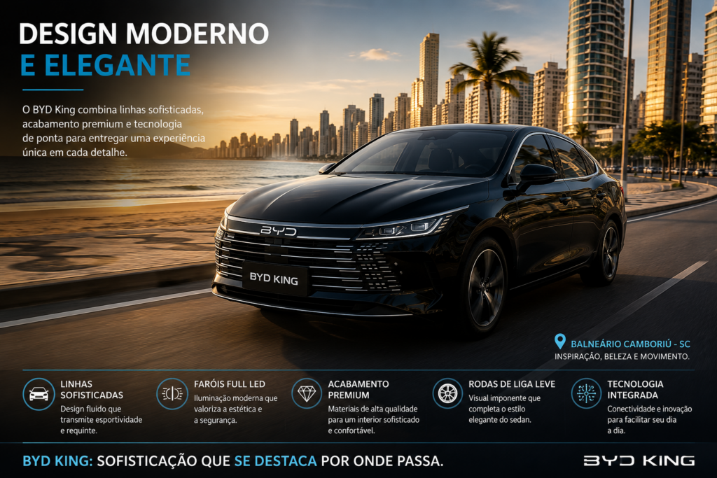 BYD King é o sedã híbrido que está conquistando o Brasil com tecnologia de ponta, economia impressionante e desempenho superior. Descubra por que o BYD King supera concorrentes tradicionais, oferece mais autonomia, mais conforto e um excelente custo-benefício para quem busca inovação, eficiência e valorização na hora de escolher seu próximo carro. 🚗⚡👑