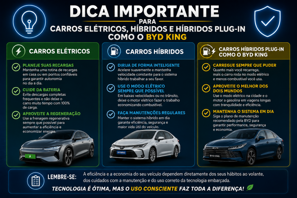 BYD King é o sedã híbrido que está conquistando o Brasil com tecnologia de ponta, economia impressionante e desempenho superior. Descubra por que o BYD King supera concorrentes tradicionais, oferece mais autonomia, mais conforto e um excelente custo-benefício para quem busca inovação, eficiência e valorização na hora de escolher seu próximo carro. 🚗⚡👑