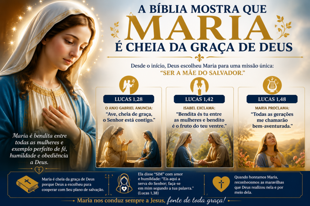 Por que os Católicos Veneram Maria? Descubra o ensinamento bíblico, a diferença entre adoração e veneração e como a Virgem Maria conduz todos os fiéis a Jesus Cristo.