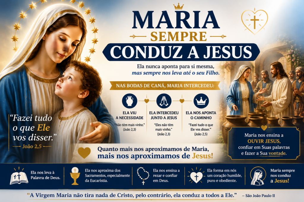 Por que os Católicos Veneram Maria? Descubra o ensinamento bíblico, a diferença entre adoração e veneração e como a Virgem Maria conduz todos os fiéis a Jesus Cristo.