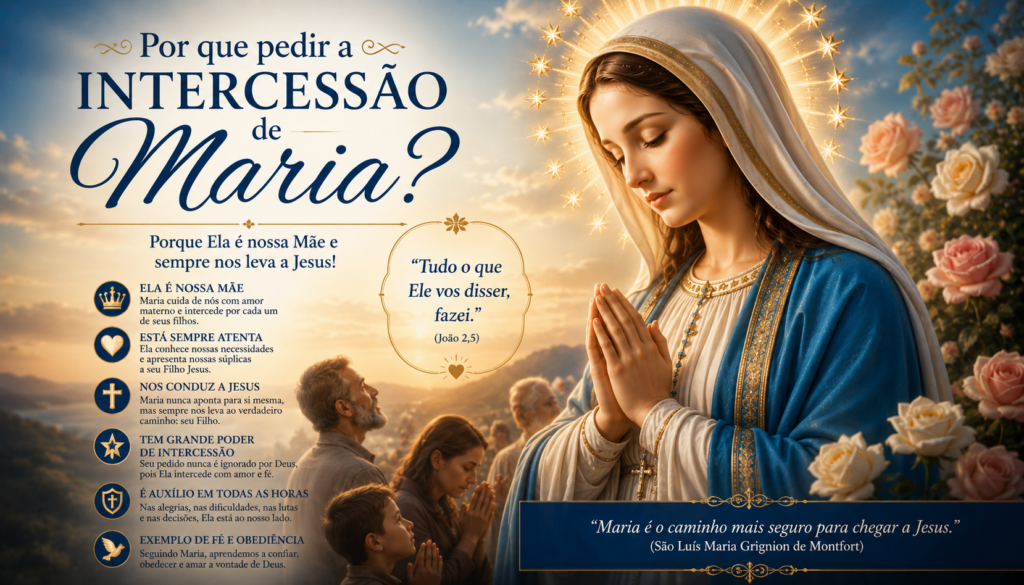 Por que os Católicos Veneram Maria? Descubra o ensinamento bíblico, a diferença entre adoração e veneração e como a Virgem Maria conduz todos os fiéis a Jesus Cristo.
