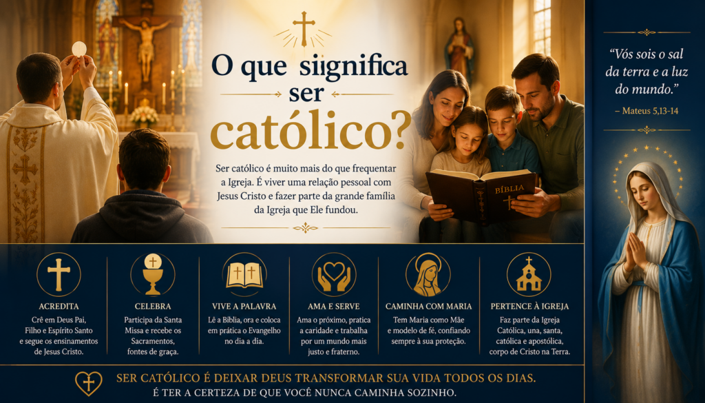 Como se tornar católico? Descubra o passo a passo para entrar na Igreja Católica, receber os sacramentos, conhecer a catequese e iniciar uma nova vida com Jesus Cristo. Guia completo, atualizado e inspirador.